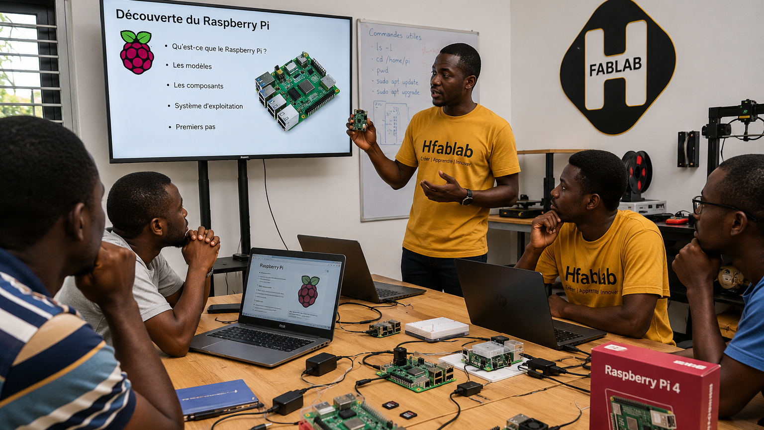 formation pratique Raspberry pi en cours chez Hfablab